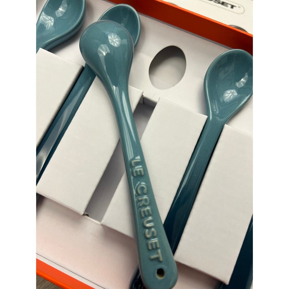 Le Creuset Set of 6 Stoneware Cafe 1coffee tea spoon Marine blue - Picture 4 of 4